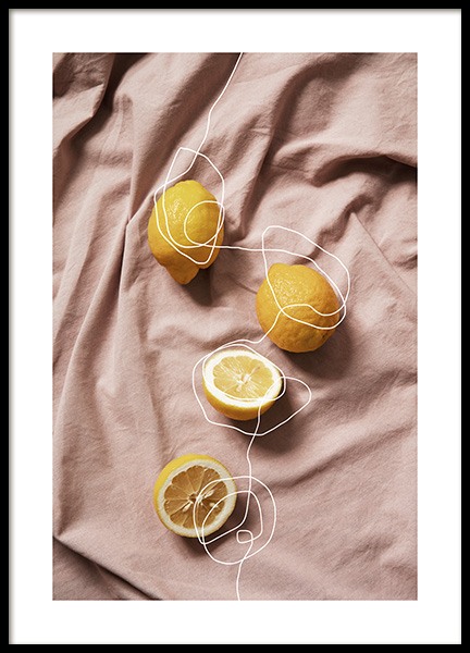 Lemons on Linen Poster v skupine Plagáty / Kuchynské obrazy v Desenio AB (12814)
