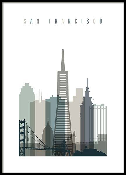 San Francisco Skyline Plagát v skupine Plagáty / Grafické plagáty v Desenio AB (2349)