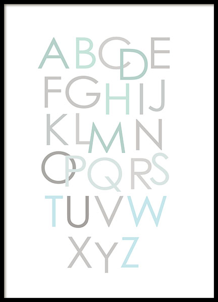 Alphabet Blue Eng, Plagát v skupine Plagáty / Obrazy s textom v Desenio AB (8435)