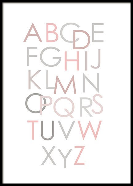 Alphabet Pink Eng, Plagát v skupine Plagáty / Obrazy pre deti v Desenio AB (8436)