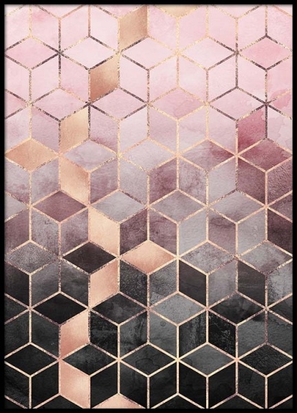 Pink Grey Gradient Cubes Plagát v skupine Plagáty / Umelecké motívy v Desenio AB (pre0016)