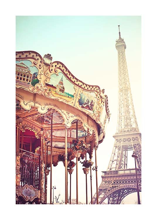 Eiffel Tower Carousel Plagát / Umelecké fotografie v Desenio AB (10098)