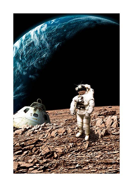 Astronaut On Moon Plagát / Obrazy pre deti v Desenio AB (10117)