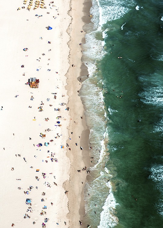 Crowded Beach Aerial Plagát