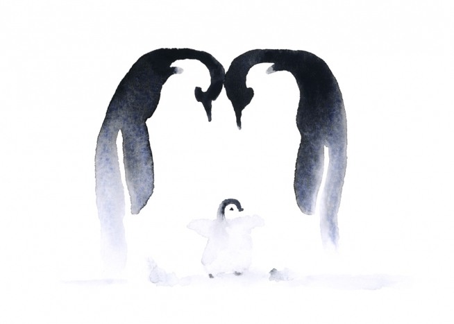 Penguin Family Plagát / Umelecké motívy v Desenio AB (10686)