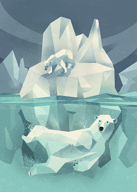 Vintage Polar Bear Plagát / Obrazy pre deti v Desenio AB (11027)