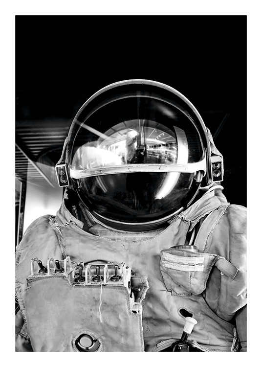 Black and White Astronaut Plagát