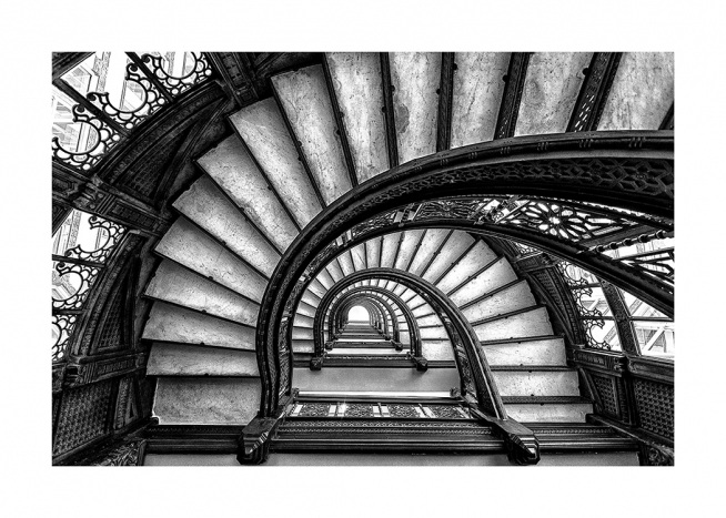 Circular Staircase Plagát / Čiernobiele plagáty v Desenio AB (11270)