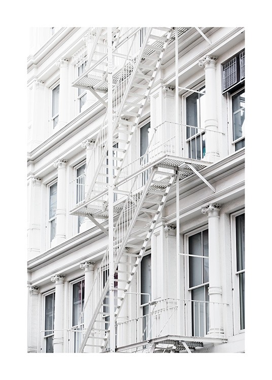 White Fire Escape Plagát