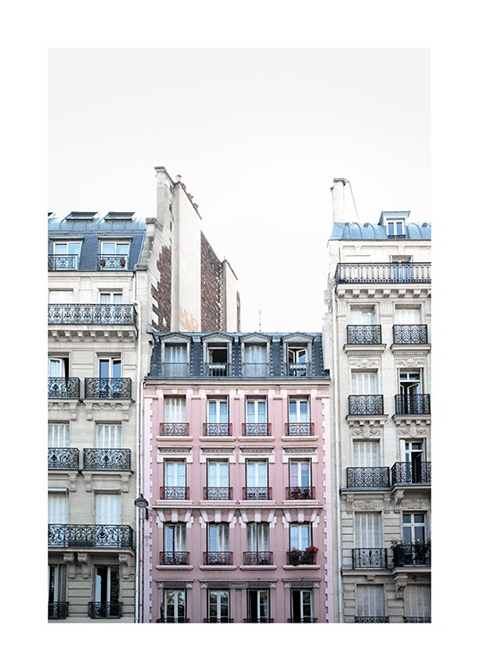Pink Facade in Paris Plagát