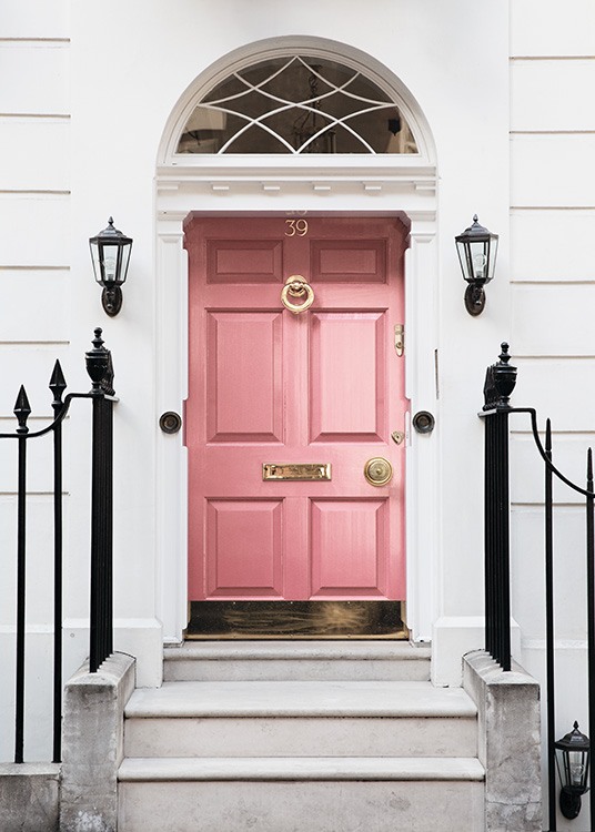 London Pink Door Plagát