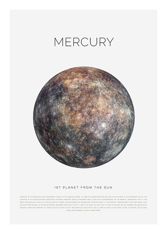Planet Mercury Plagát / Obrazy pre deti v Desenio AB (11439)