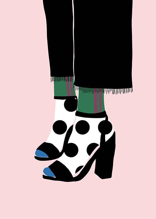 Polka Dot Socks in Heels Plagát / Grafické plagáty v Desenio AB (11595)