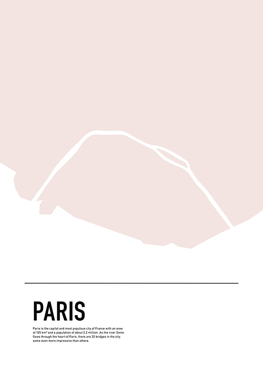 Graphic Map Paris Plagát / Mapy & mestá v Desenio AB (11934)