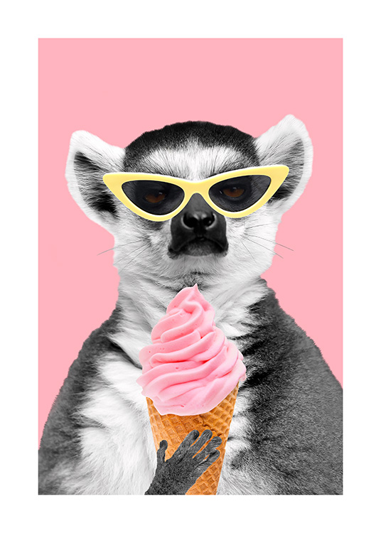 Lemur With Ice Cream Plagát / Obrazy pre deti v Desenio AB (12477)
