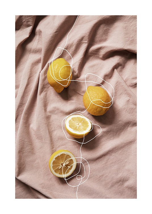 Lemons on Linen Plagát