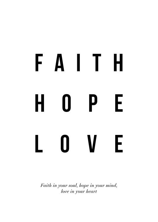 Faith Hope Love Plagát / Obrazy s textom v Desenio AB (12872)