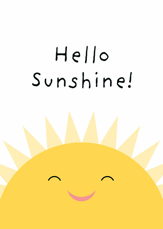  - Grafické znázornenie „Hello Sunshine“ napísané nad usmiatym slnkom