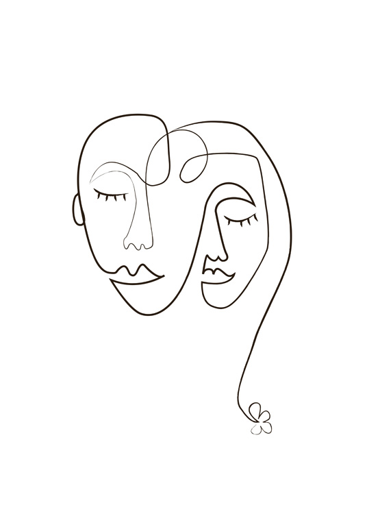  – Ilustrácia dvoch tvárí nakreslených čiernymi čiarami na bielom pozadí