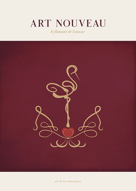 Art Nouveau Flamingo Plagát