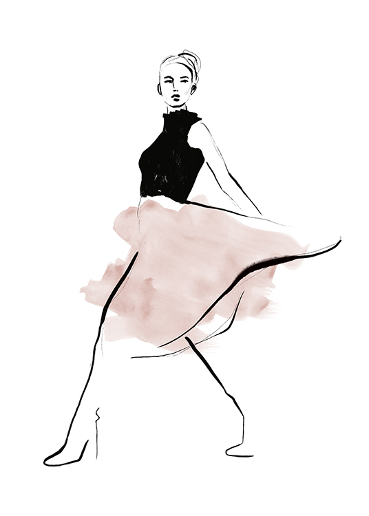 Pink Skirt Illustration Plagát