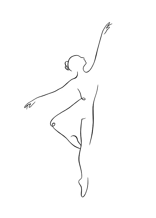 – Umelecká perokresba s motívom tancujúcej baletky
