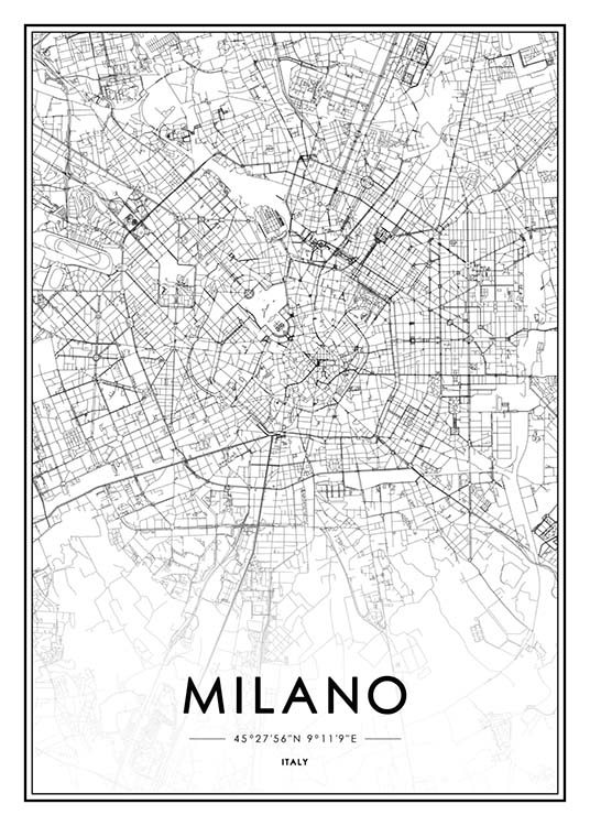 Milano Map Plagát