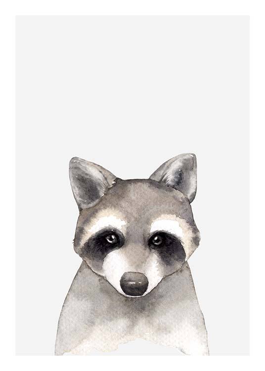 Aquarelle Raccoon Plagát