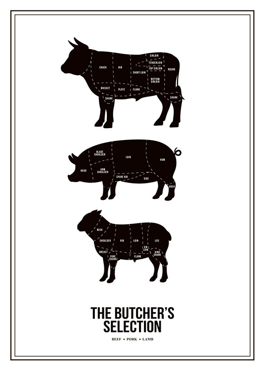Butchers Selection, Plagát / Čiernobiele plagáty v Desenio AB (7974)