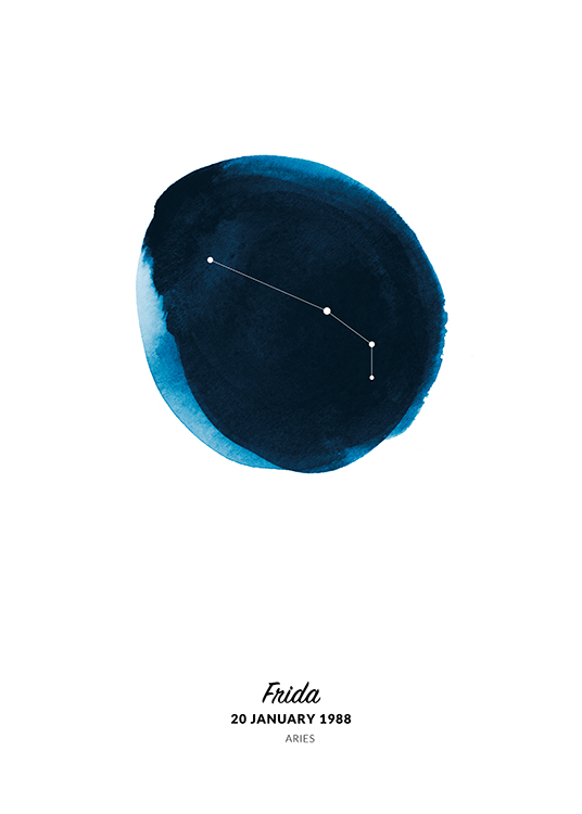  – Ilustrácia znamenia zverokruhu Barana v modrom akvarelovom kruhu
